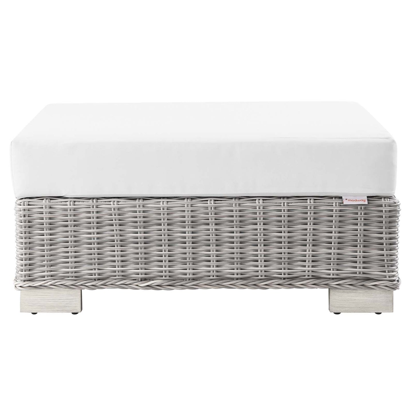Modway EEI-4839-LGR-WHI Conway Patio Ottoman, Light Gray White