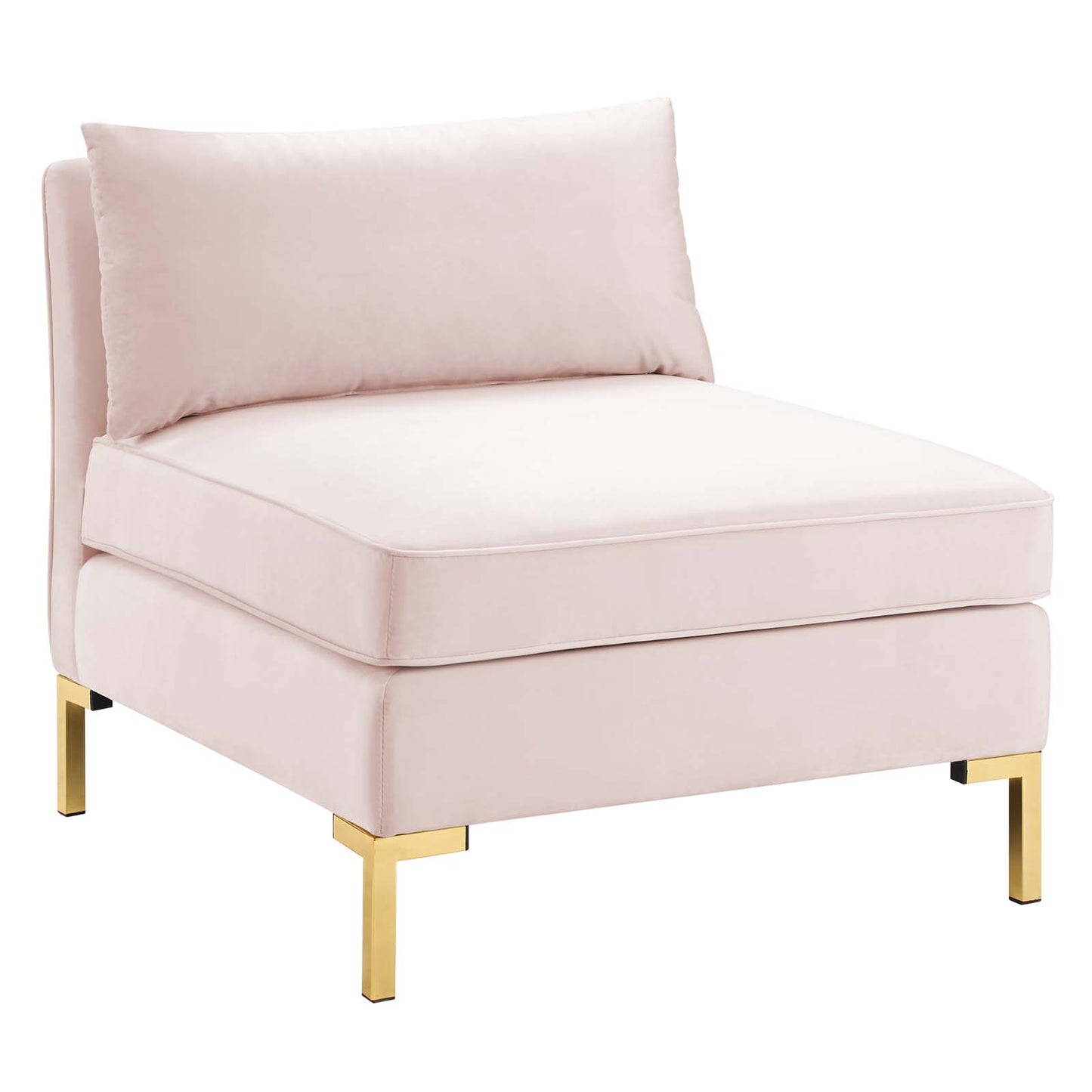 Modway Ardent Performance Velvet Upholstered Armless Sectional Chair in Pink