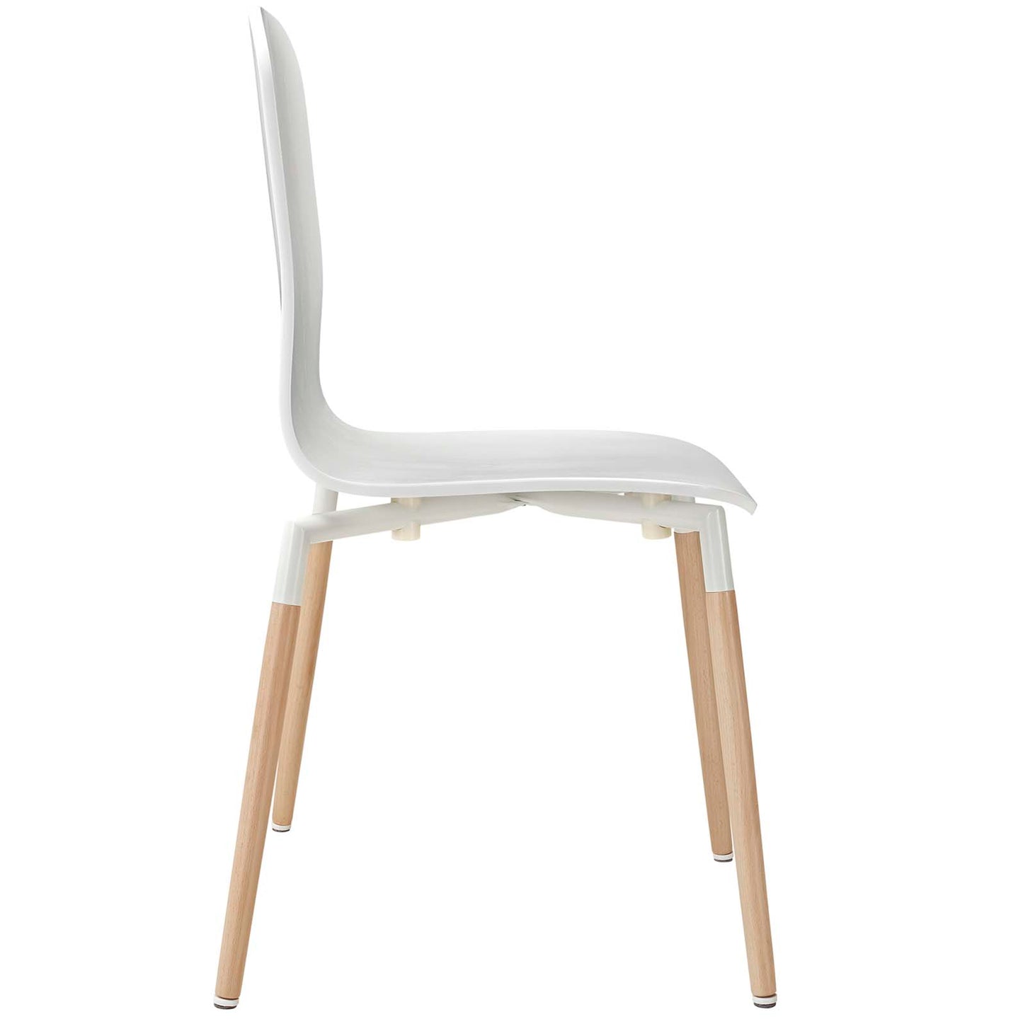 Modway Stack Contemporary Modern Wood Five Kitchen and Dining Room Chairs in White