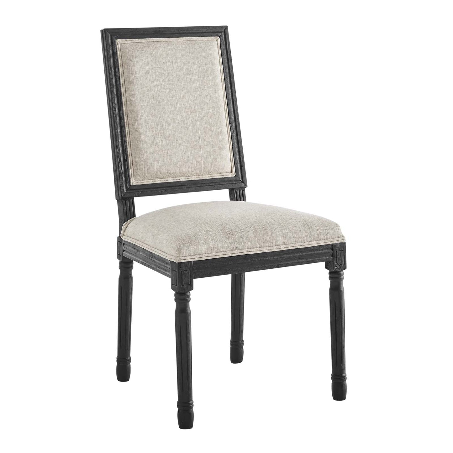 Modway Court French Vintage Upholstered Fabric Dining Chair in Black Beige