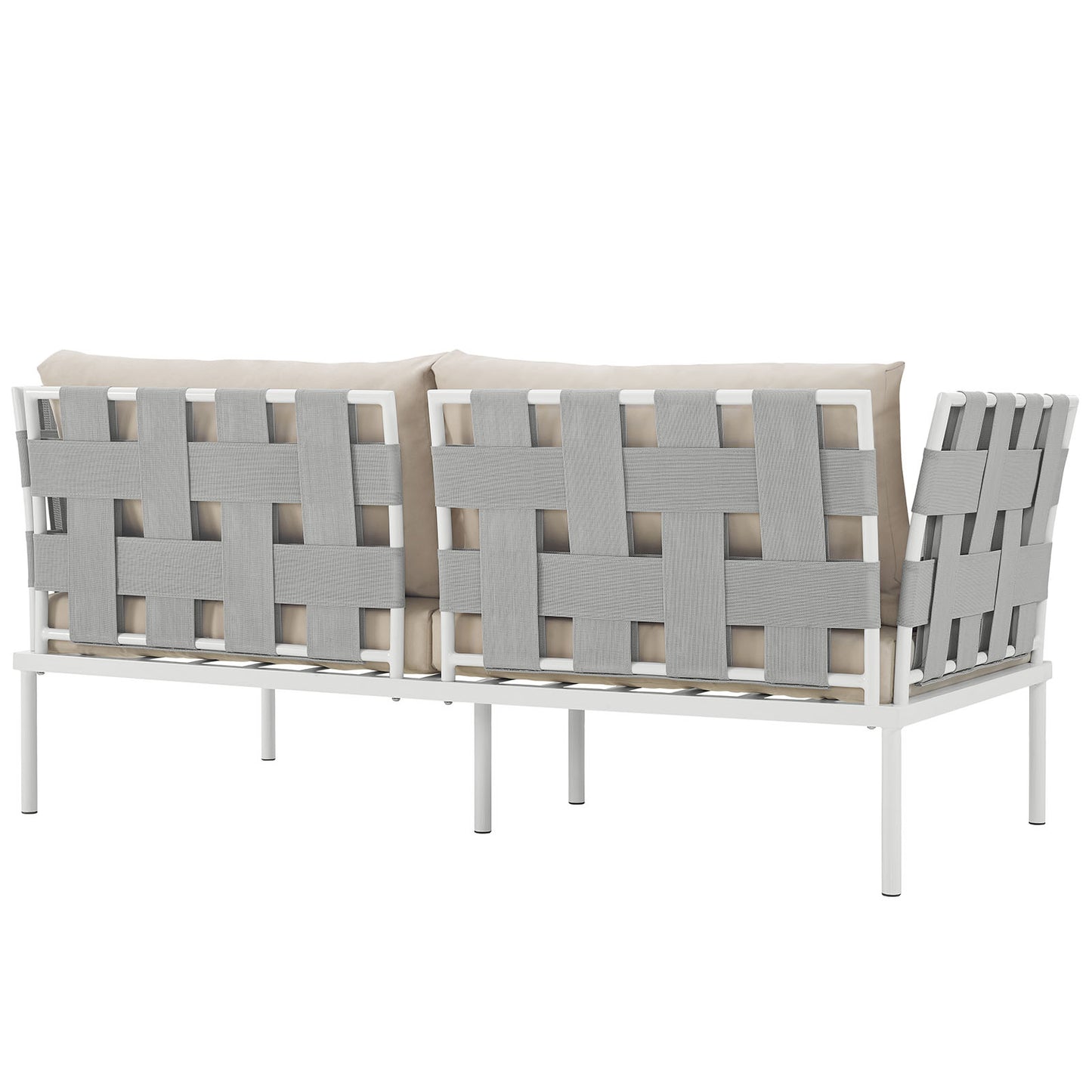 Modway EEI-2603-WHI-BEI MO-EEI-2603-WHI-BEI Harmony Outdoor Patio Aluminum, Loveseat, White Beige