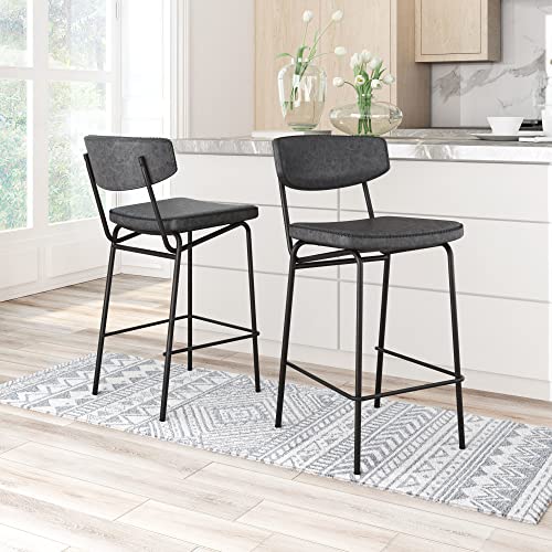 Zuo Modern - Sharon Counter Chair (Set of 4) Vintage Black - Modern - Bar - Seating - Seat - 350 lbs. Weight Capacity - Steel - Plywood - Foam - Plywood Wood - Powder Coated - Indoor - Vintage Black