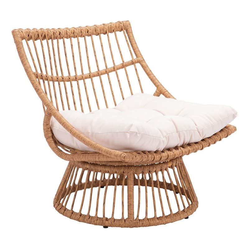 Zuo Modern - Franco Accent Chair Beige & Natural - Modern - Seating - Aluminum, 100% Polyethylene, Doll Cotton, 100% Olefin - Outdoor - 30.3in Height