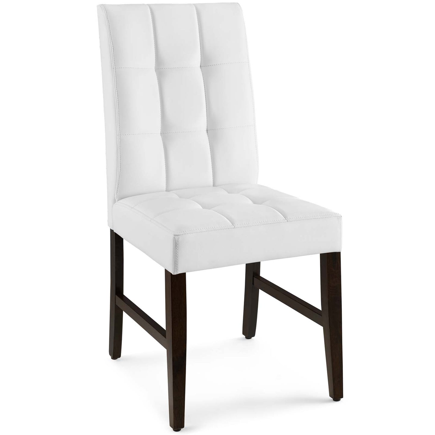Modway Promulgate Biscuit Tufted Upholstered Faux Leather Dining Side Chair, Set of 2, White