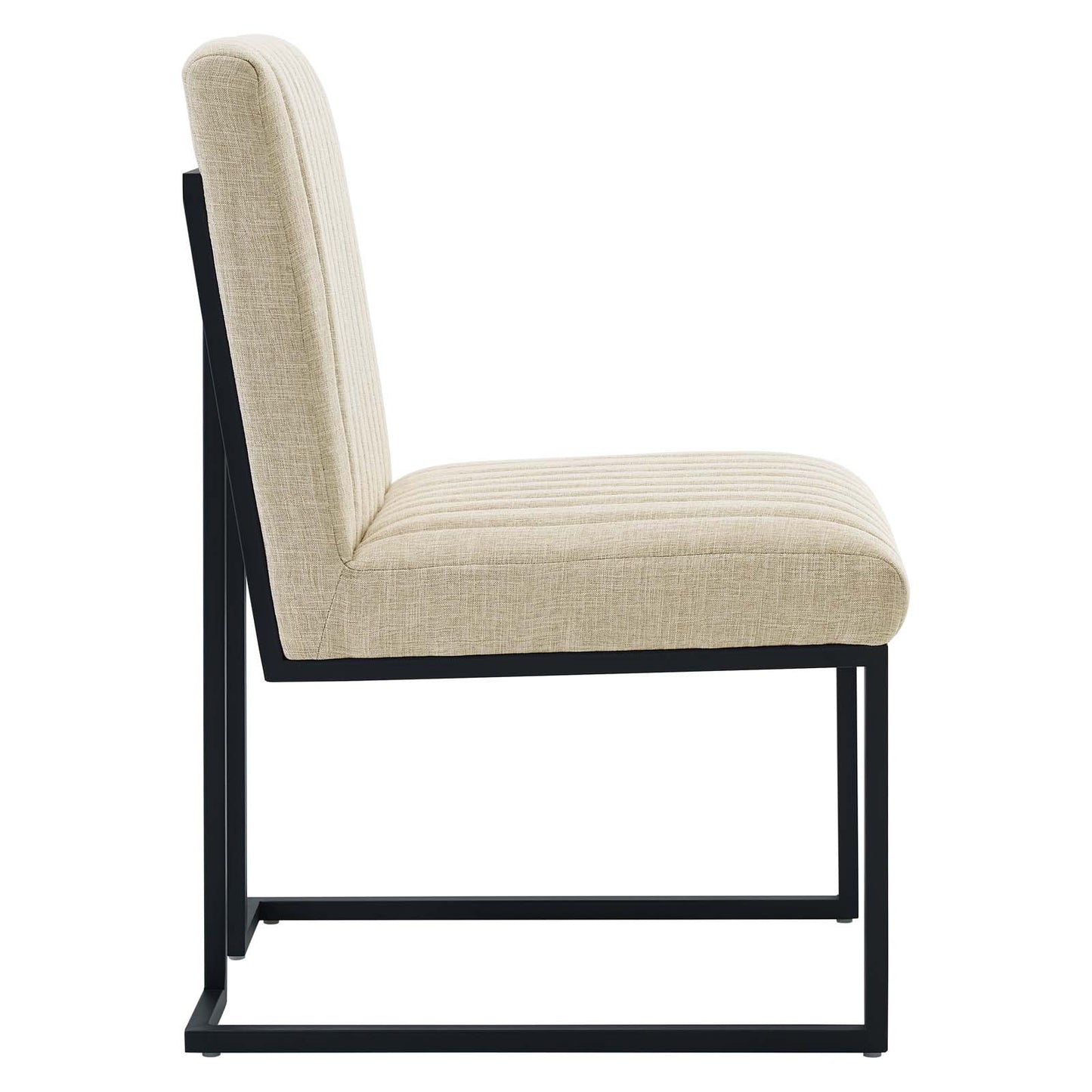 Modway Indulge Channel Tufted Fabric Dining Chairs Set of 2, Beige