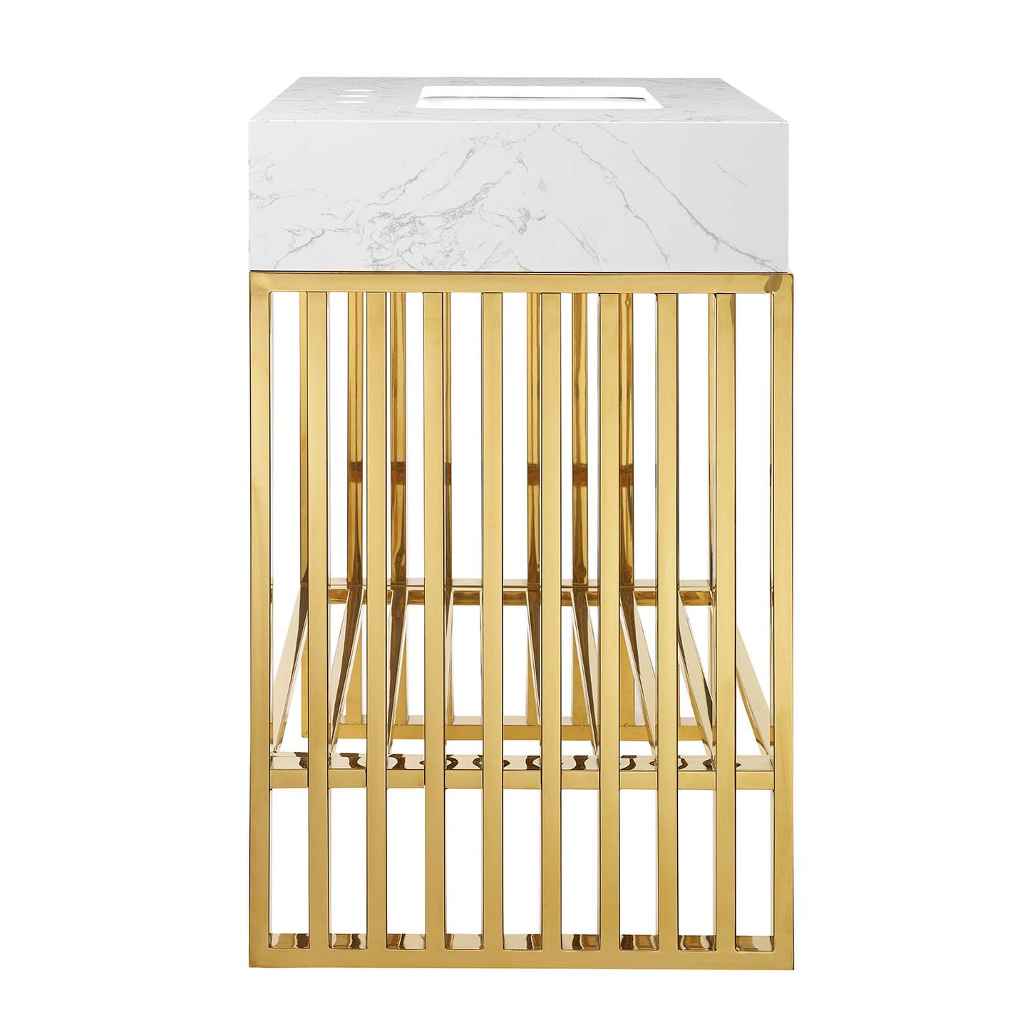Modway Gridiron 30" Bathroom Vanity in White Gold Cabinet