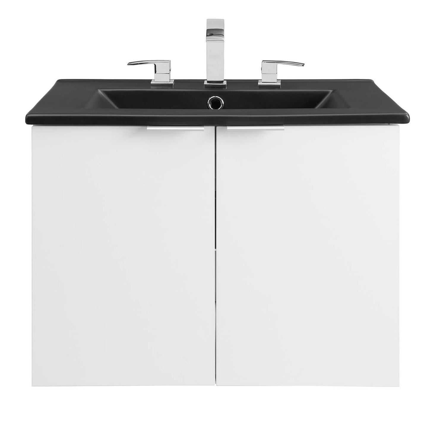 Modway Maybelle 24" Wall-Mount Bathroom Vanity in White Black