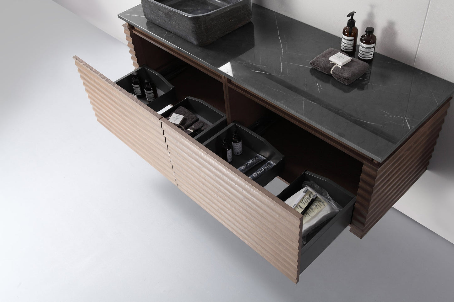 OCALA 60” CHESTNUT WALL MOUNT MODERN BATHROOM VANITY