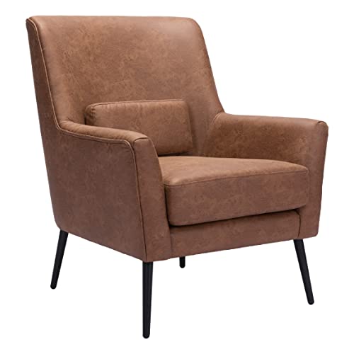 Zuo Modern - Ontario Accent Chair Vintage Brown - Modern - Seating - Steel, Plywood, Foam, 100% Polyester - Indoor - 35.8in Height