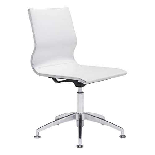 Zuo Modern Glider Conference Chair Steel, Aluminum, Foam, Faux Leather White, Silver Indoor Weight Capacity 280 lbs Dimensions: 26" W x 26" D x 36" H Pack of 1