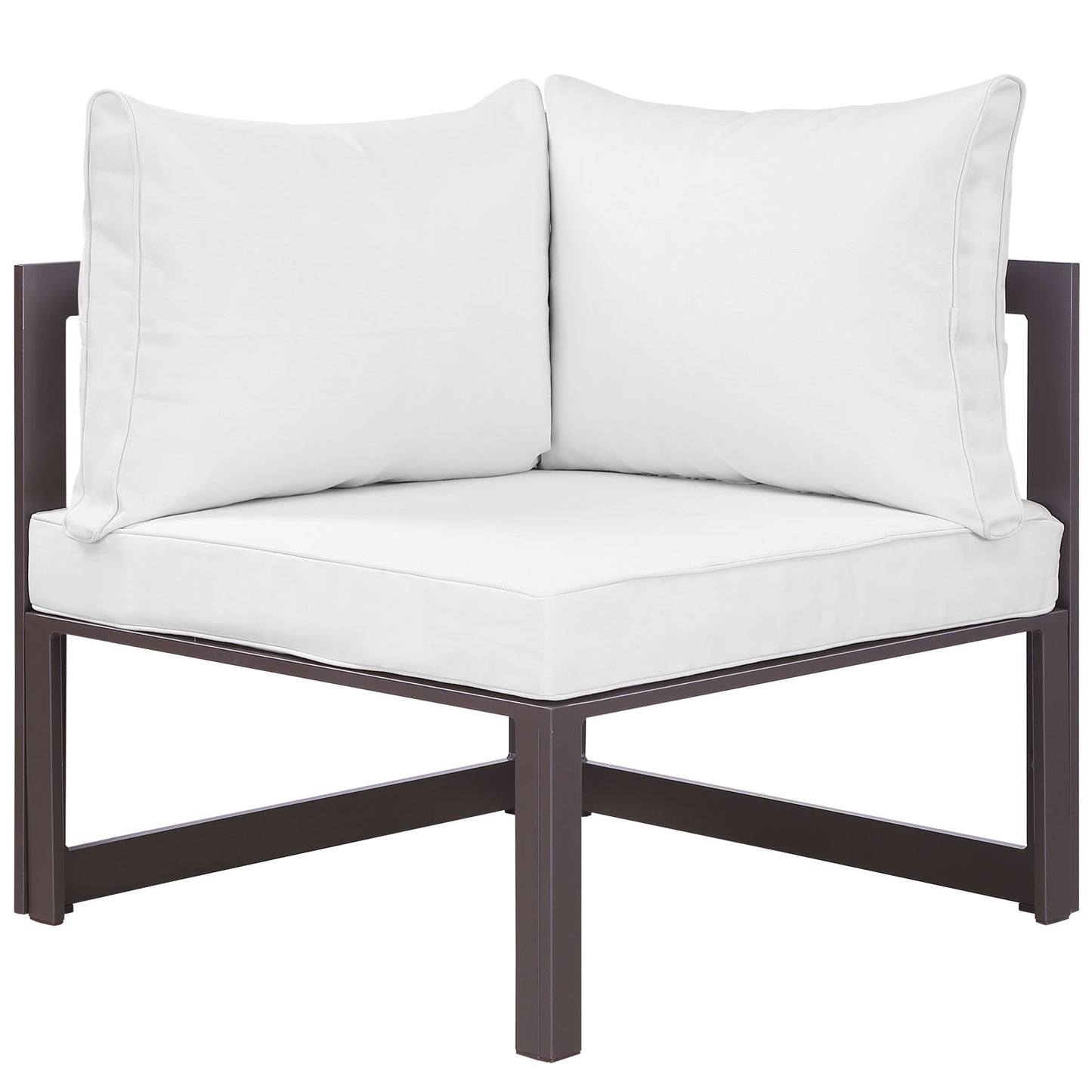 Modway Fortuna Aluminum Outdoor Patio Corner Chair in Brown White