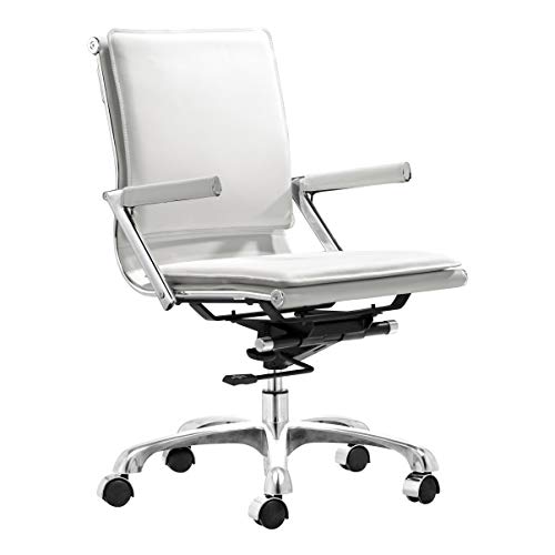 Zuo Modern - Lider Plus Office Chair White - Modern - Seating - Steel, Aluminum, Foam, 100% Polyurethane - Indoor - 39.4in Height