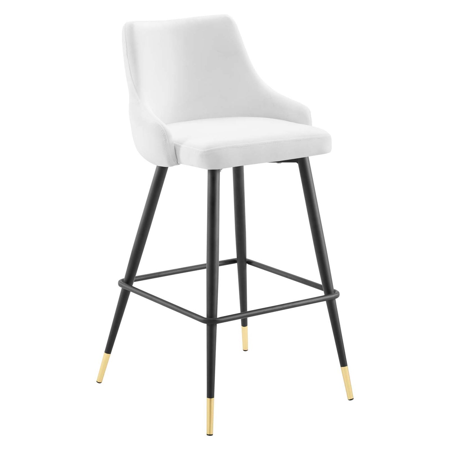 Modway Adorn Performance Velvet Bar Stool Set of 2, White