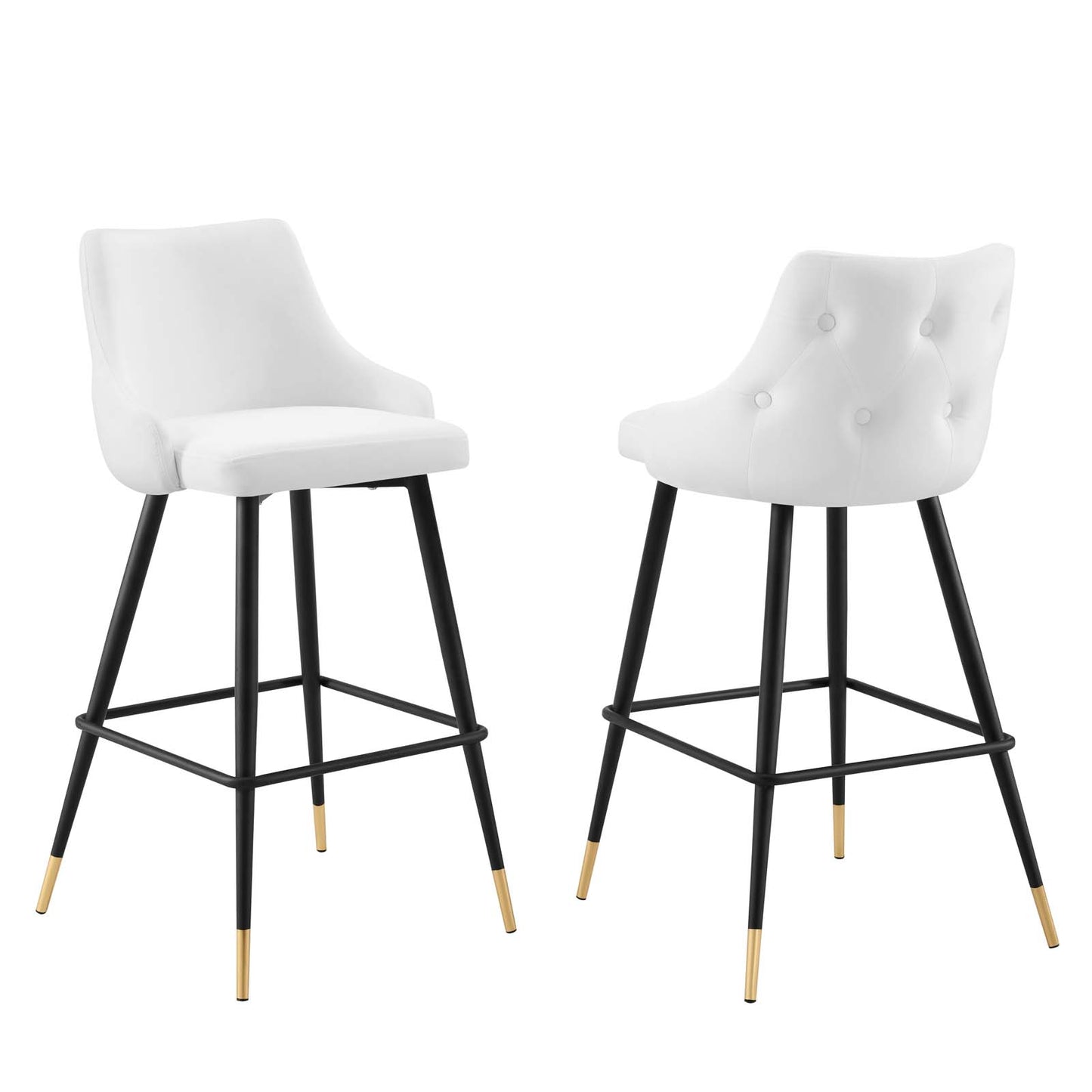 Modway Adorn Performance Velvet Bar Stool Set of 2, White