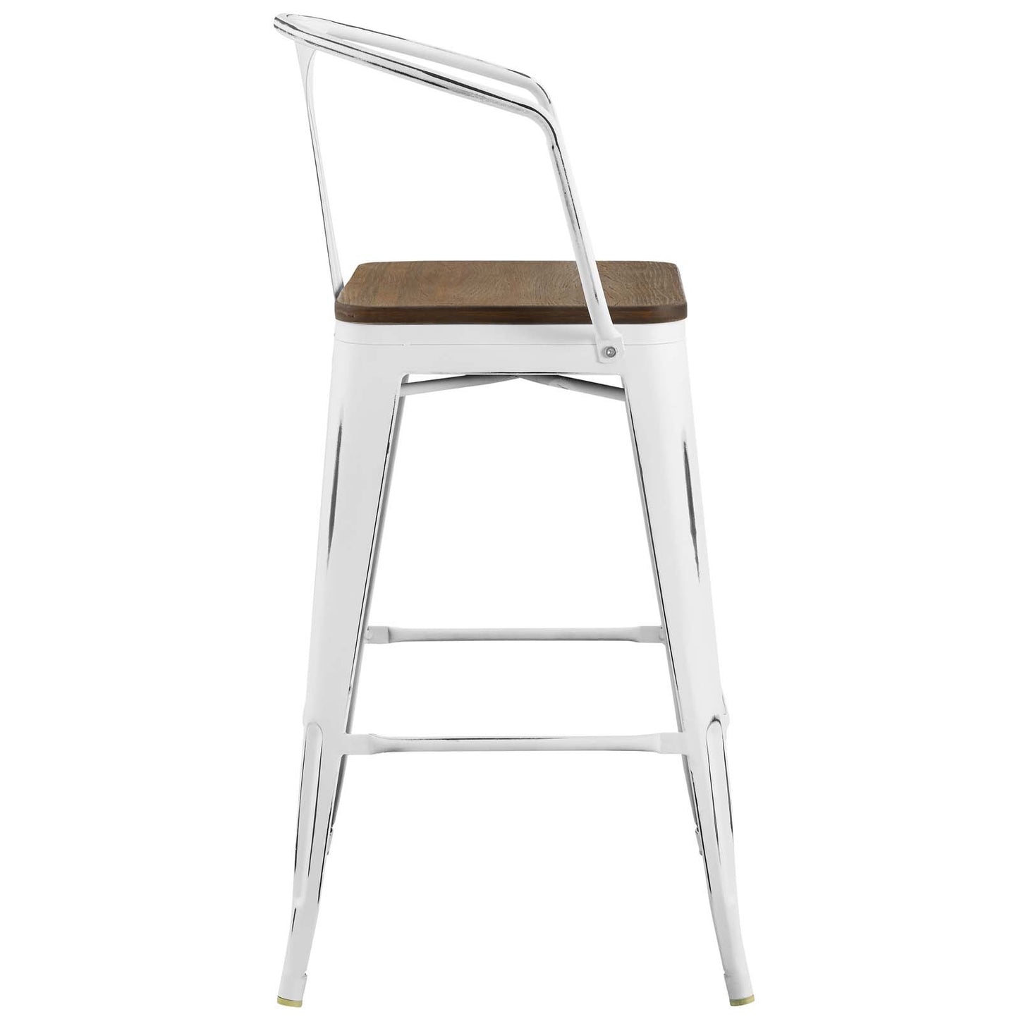 Modway Promenade Metal Bar Stool in White (Set of 4)