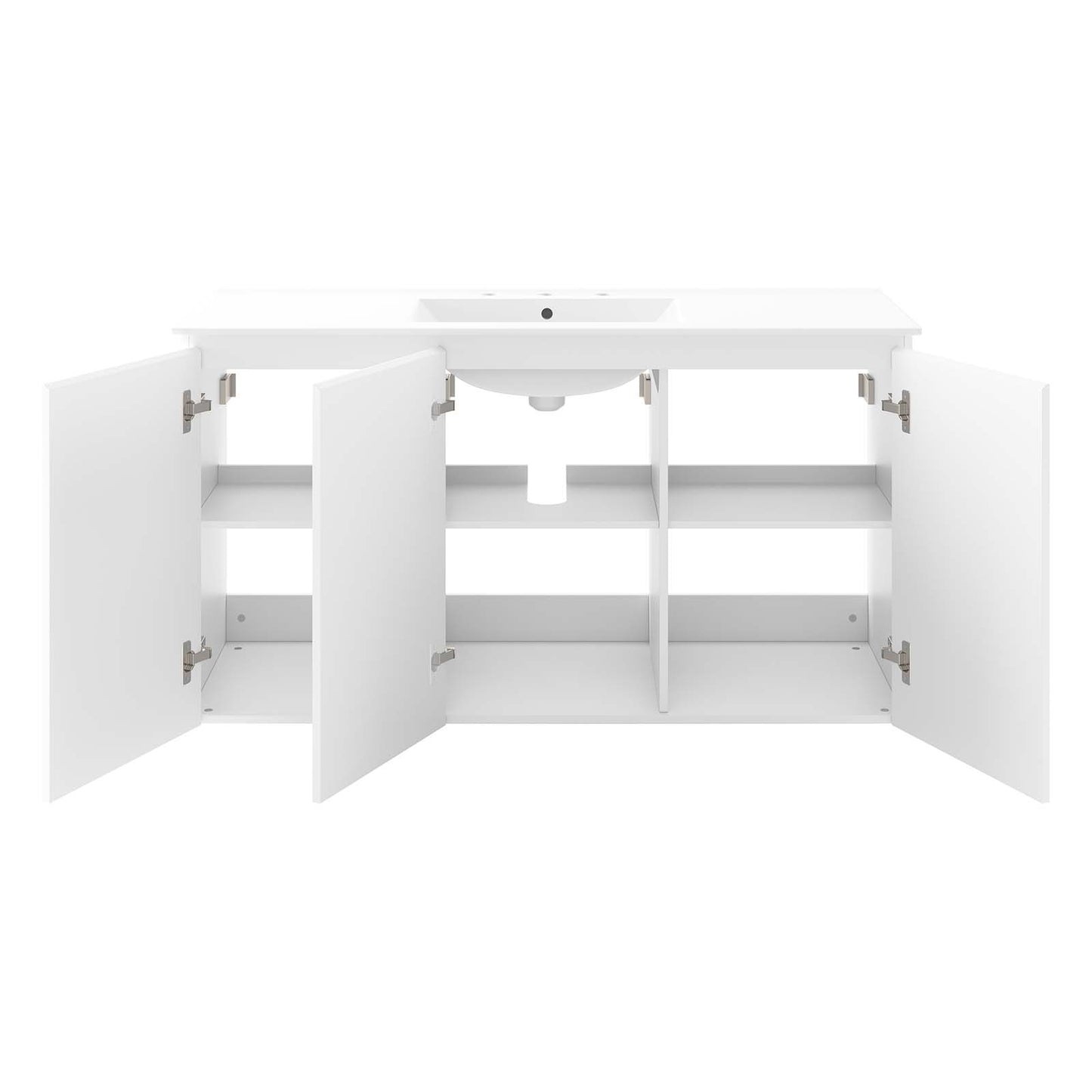 Modway White Bryn Wall-Mount Bathroom Vanity EEI-5780-WHI-WHI