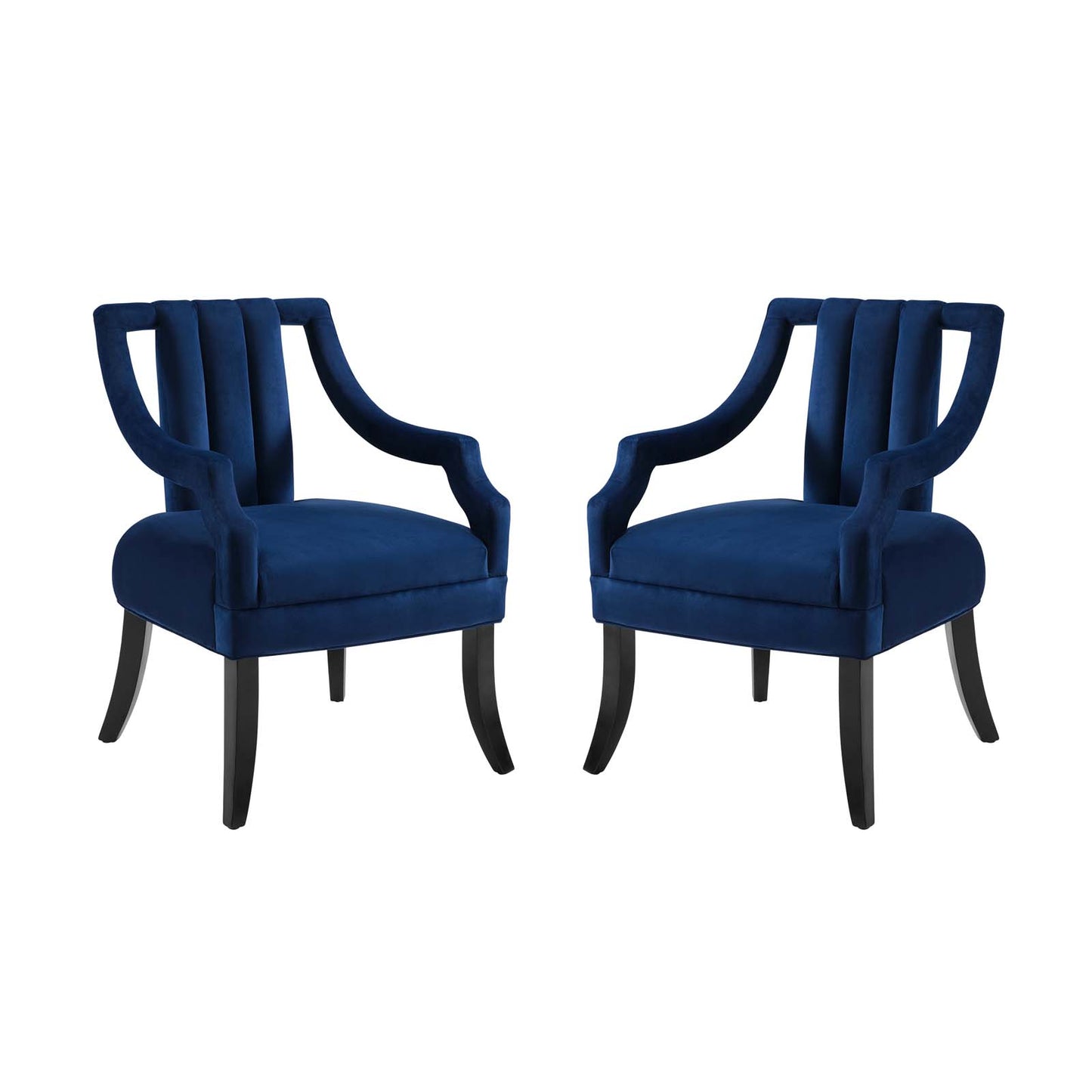 Modway Harken Accent Chair Performance Velvet Set of 2, Navy