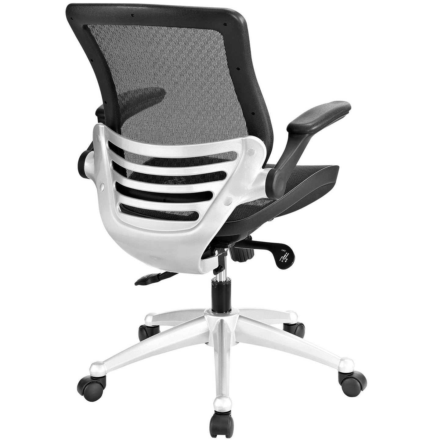 Modway Edge All Mesh Office Chair In Black With Flip-Up Arms - Perfect For Computer Desks