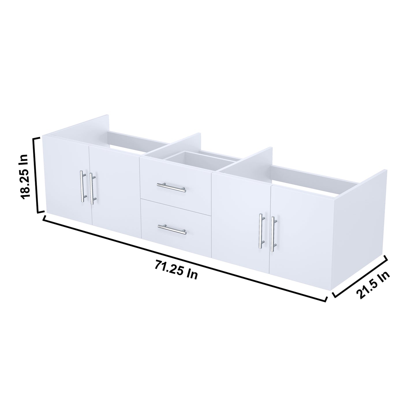 Geneva 72" Glossy White Vanity Cabinet Only
