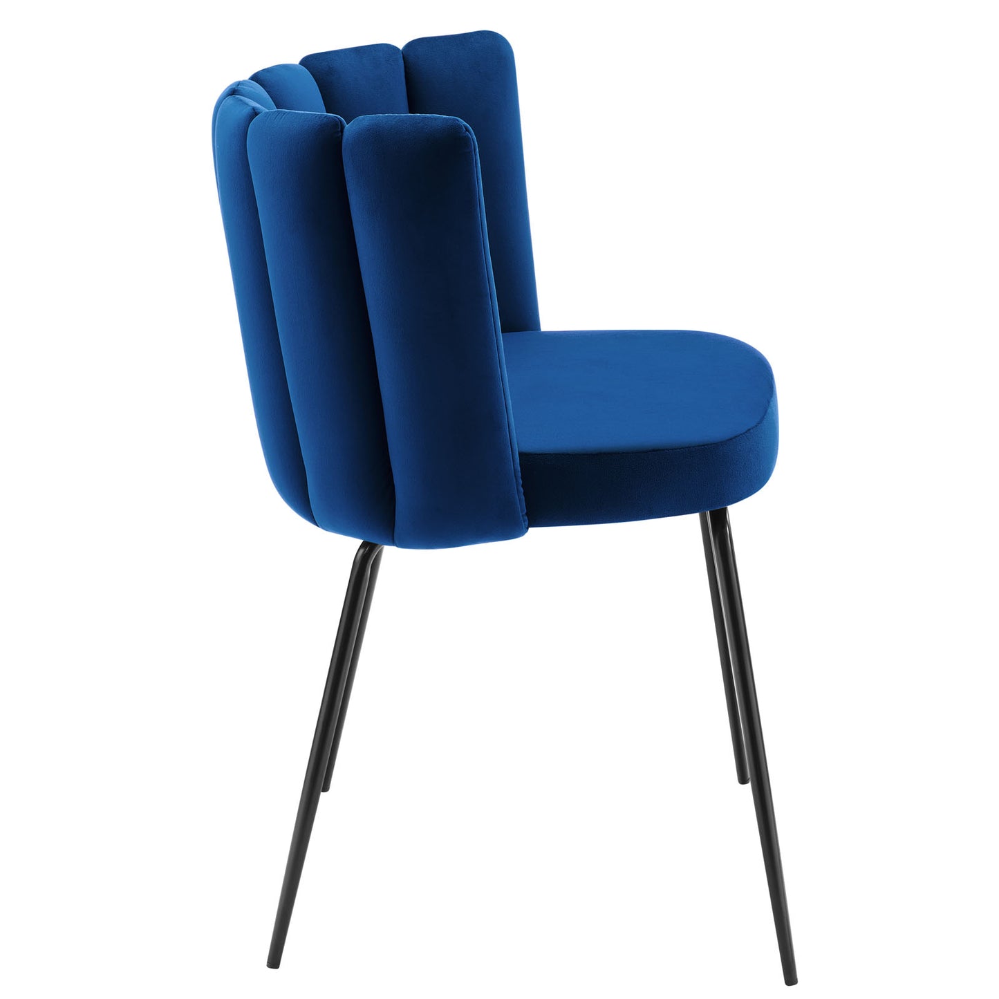 Modway Virtue Performance Velvet Dining Chairs in Black Navy-Set of 2