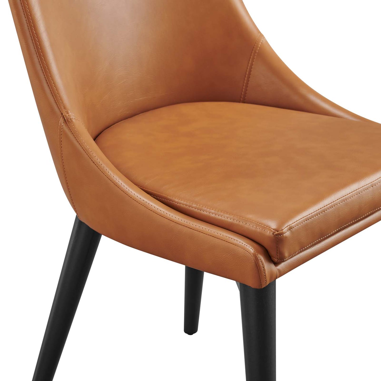 Modway Viscount Mid-Century Modern Vegan Leather Upholstered Two Dining Chairs in Tan