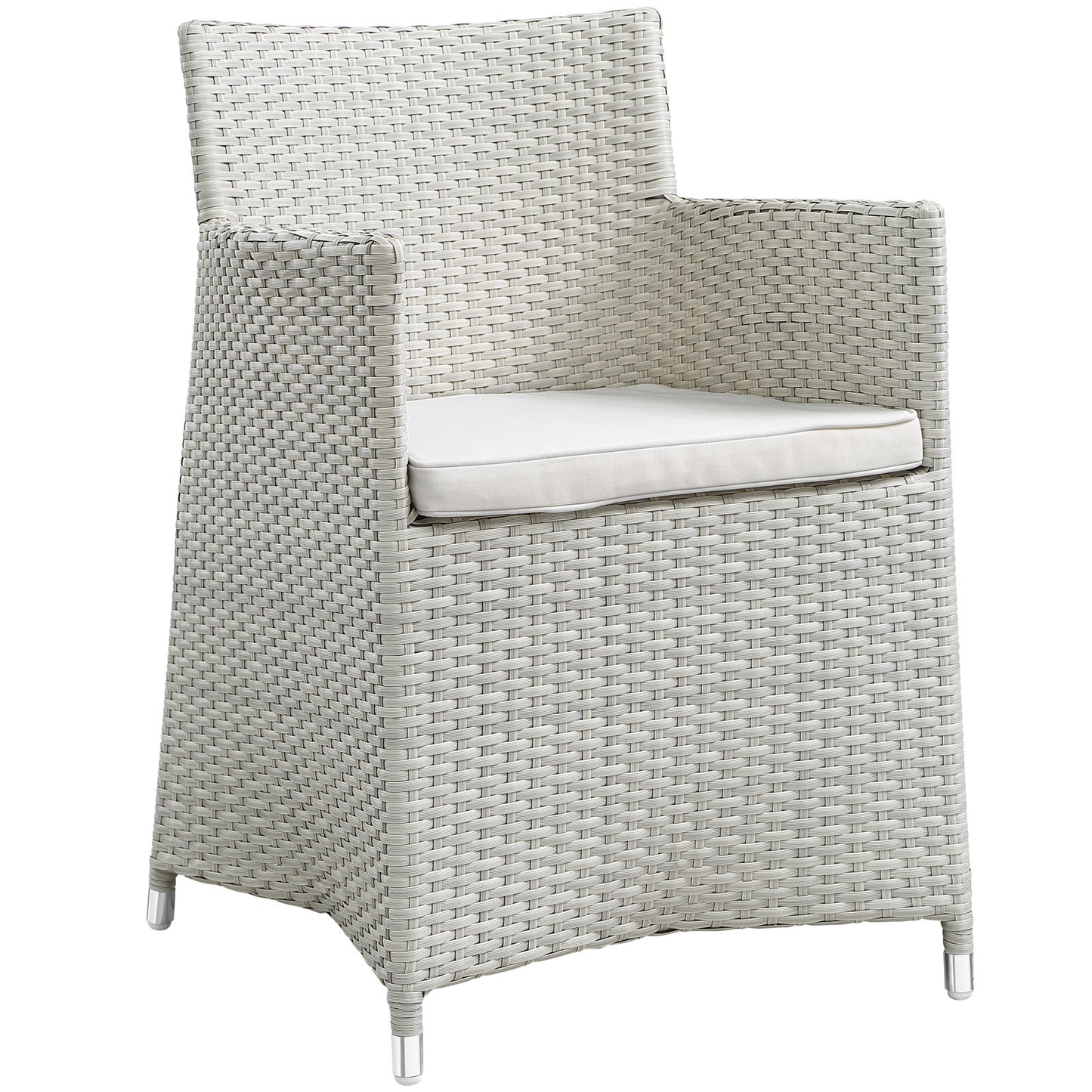 Modway EEI-1760-GRY-WHI-SET Junction Wicker Rattan Outdoor Patio 5-Piece Dining Set, Gray White