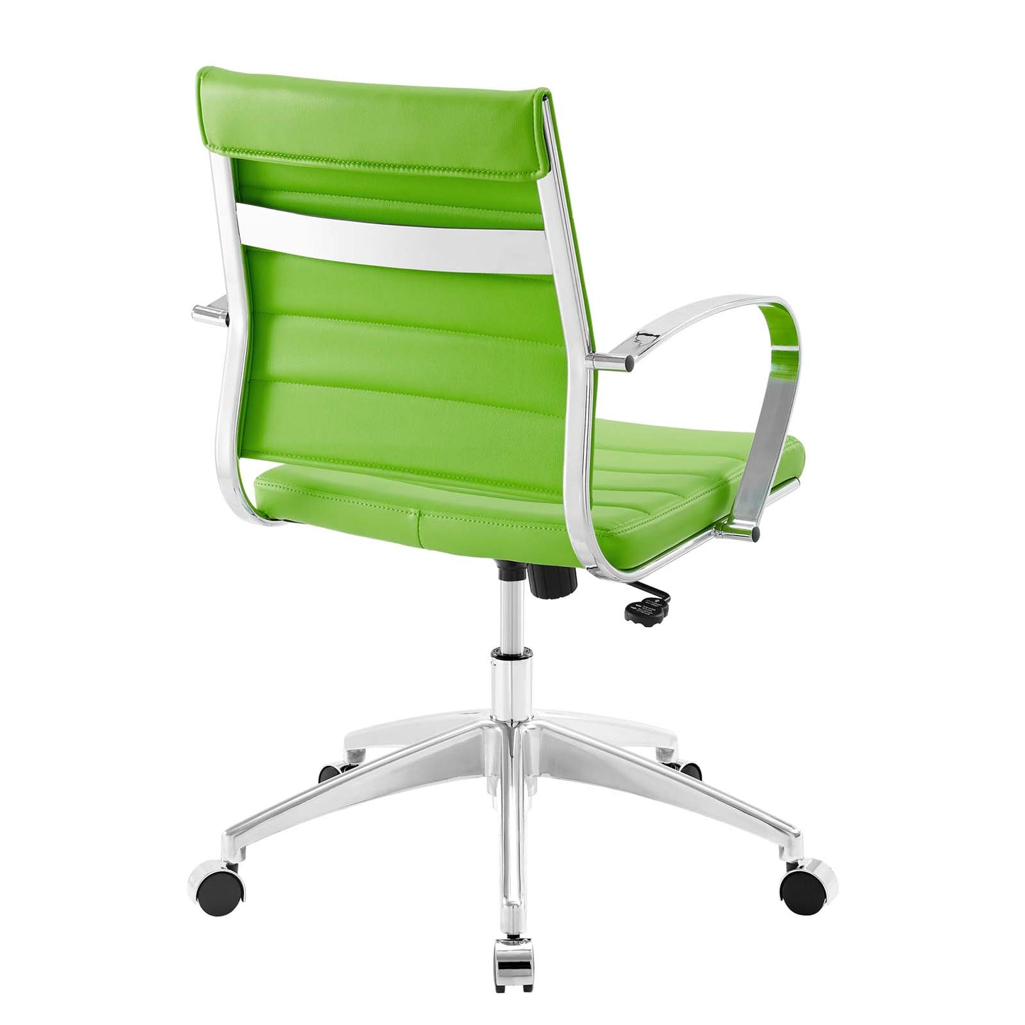 Modway Jive Mid Back Ribbed Faux Leather Office Swivel Chair in Bright Green