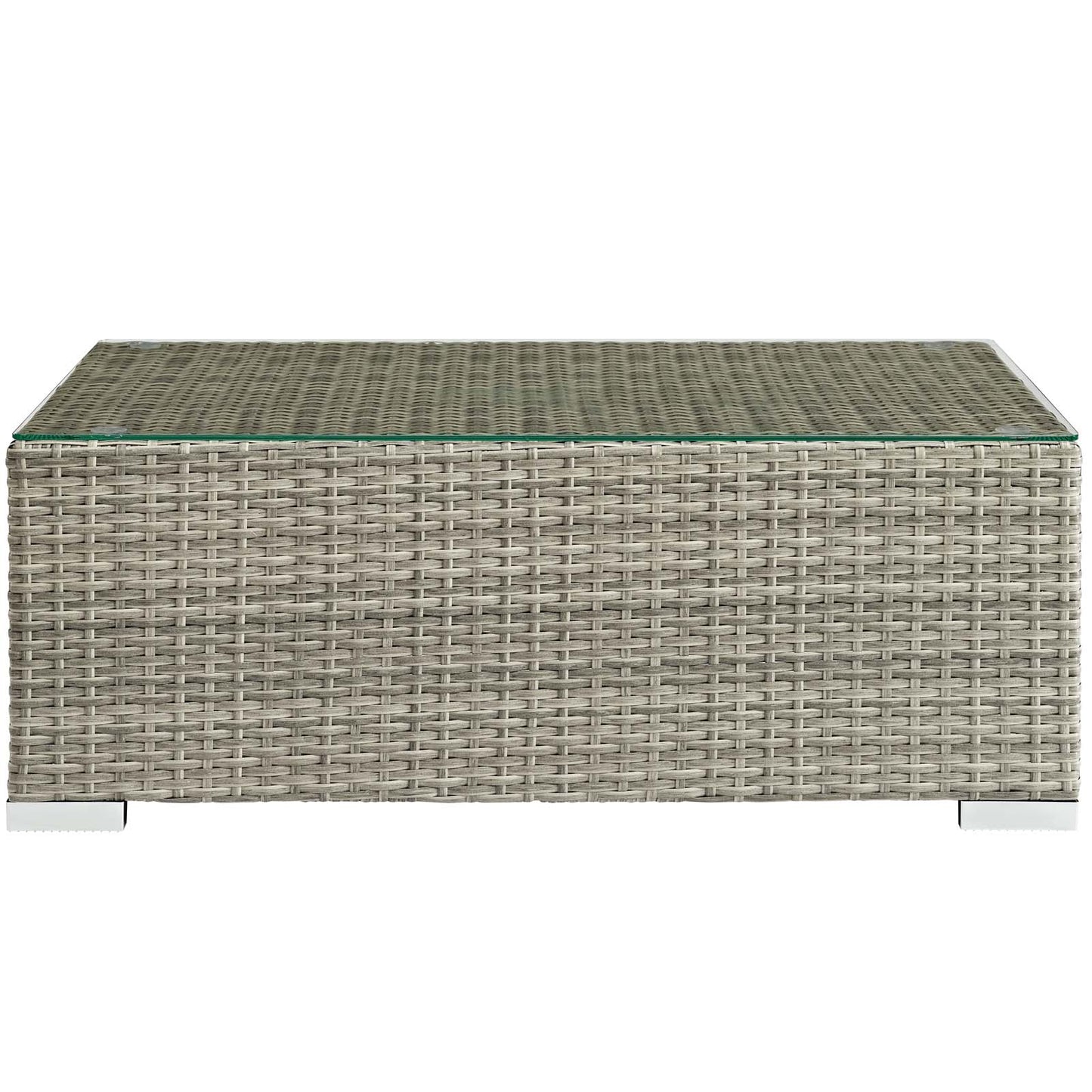 Modway EEI-2691 Repose Wicker Rattan Glass Outdoor Patio Coffee Table in Light Gray