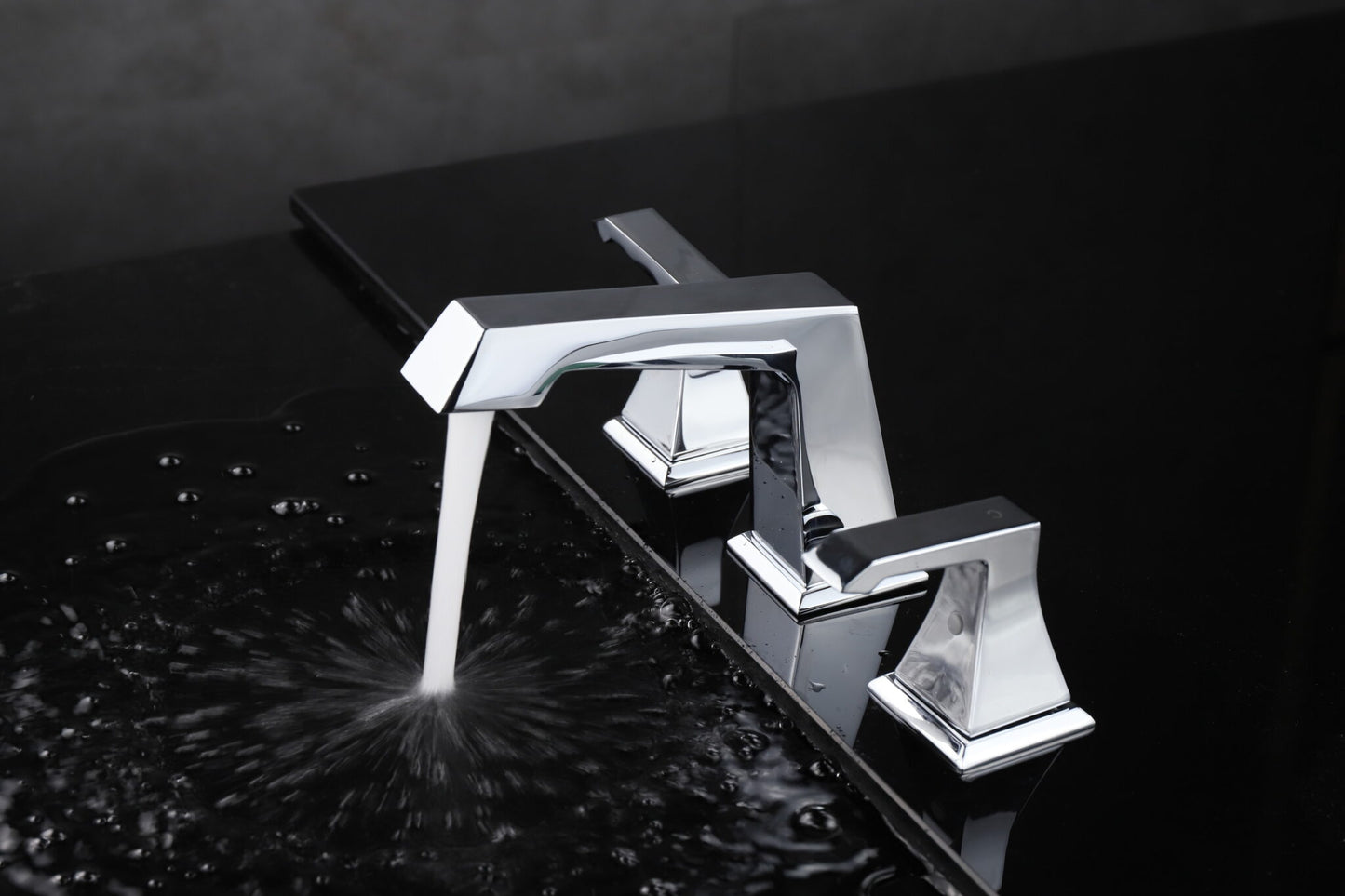 Balduina Brass 3 Hole 8" Widespread Bathroom Faucet - Chrome