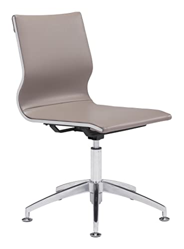 Zuo Modern 100379 Glider Conference Chair, Taupe, Slim Yet Comfortable Profile with Added Lumbar Support, Soft Leatherette Upholstery Accented and Chrome Star Base, Dimensions 26"W x 36"H x 26"L