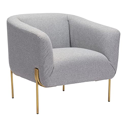 Zuo Modern - Micaela Arm Chair Gray & Gold - Modern - Seating - Steel, Foam, 100% Polyester - Indoor - 32.1in Height