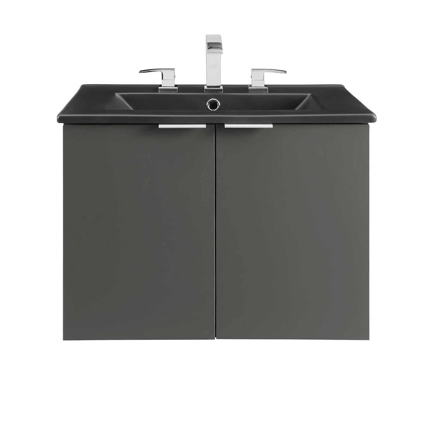 Modway Maybelle 24" Wall-Mount Bathroom Vanity in Gray Black
