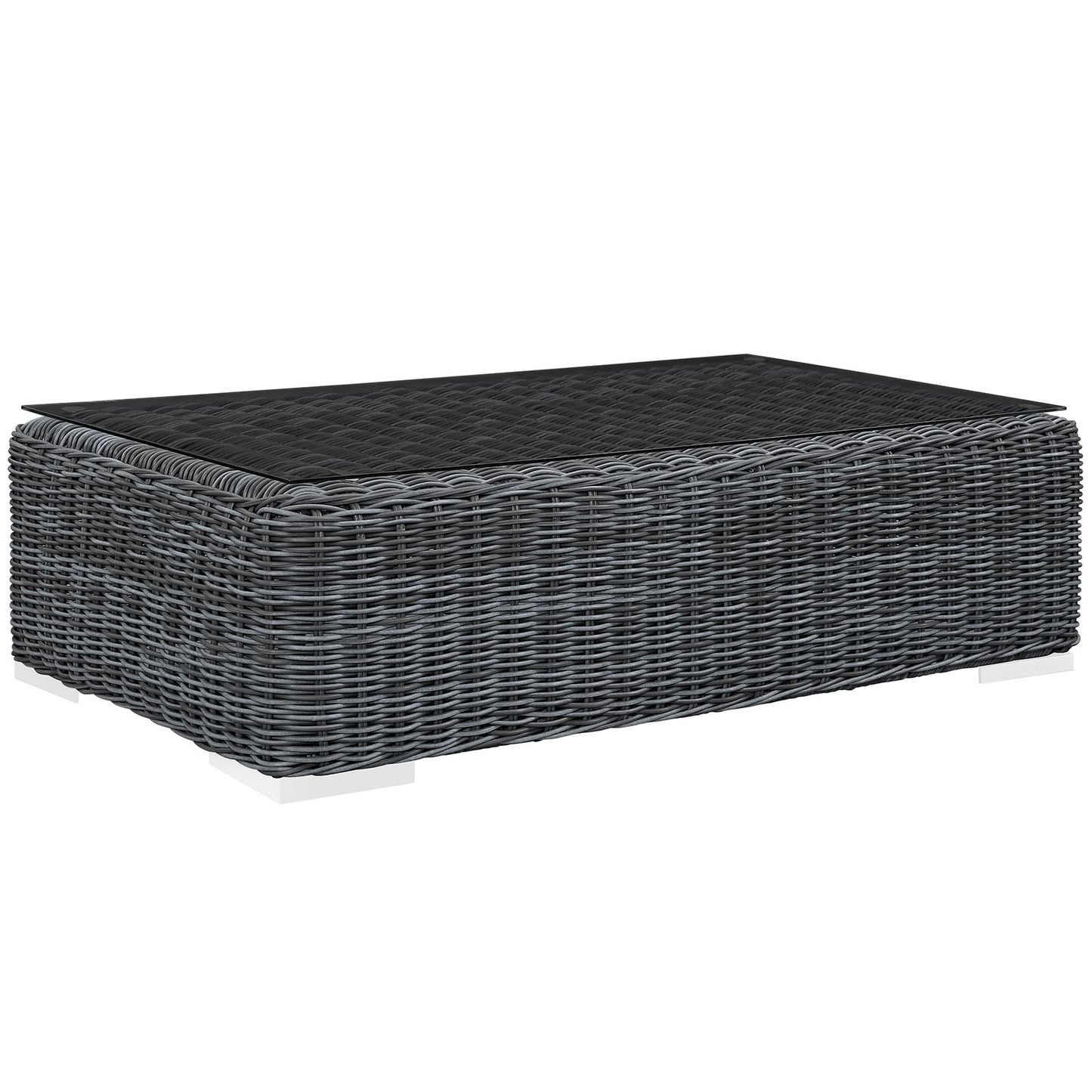 Modway Summon Wicker Rattan Outdoor Patio Coffee Table in Gray