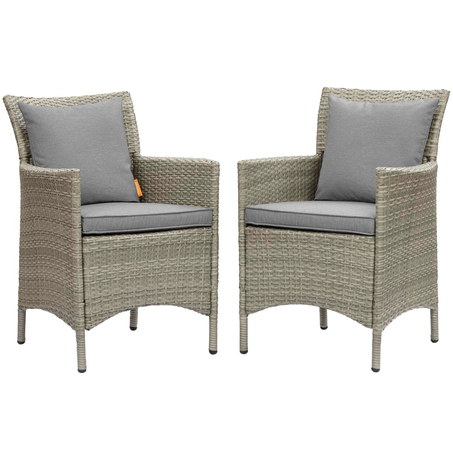 Modway Conduit Wicker Rattan Outdoor Patio Dining Arm Chair with Cushion