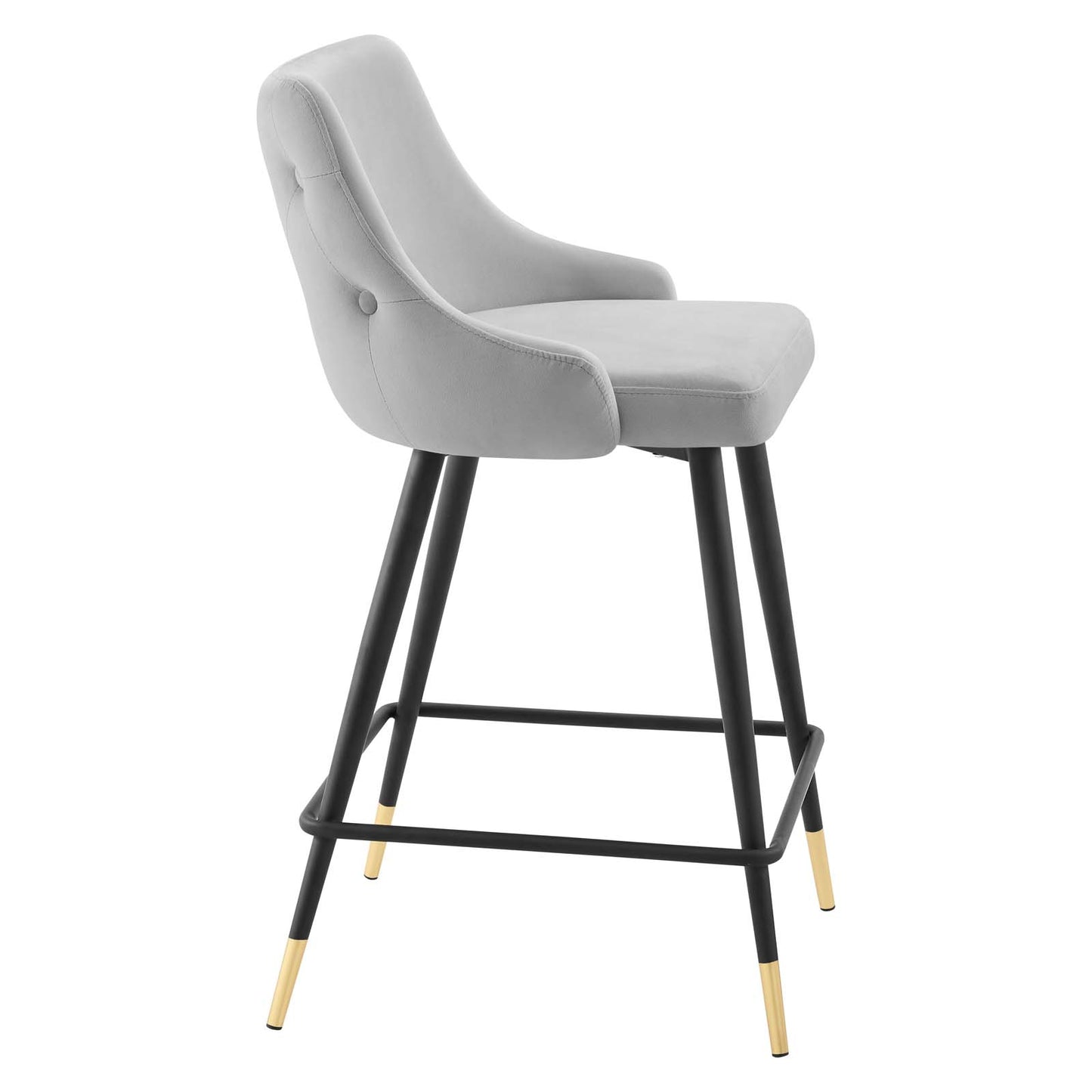 Modway Adorn Performance Velvet Counter Stool Set of 2, Light Gray