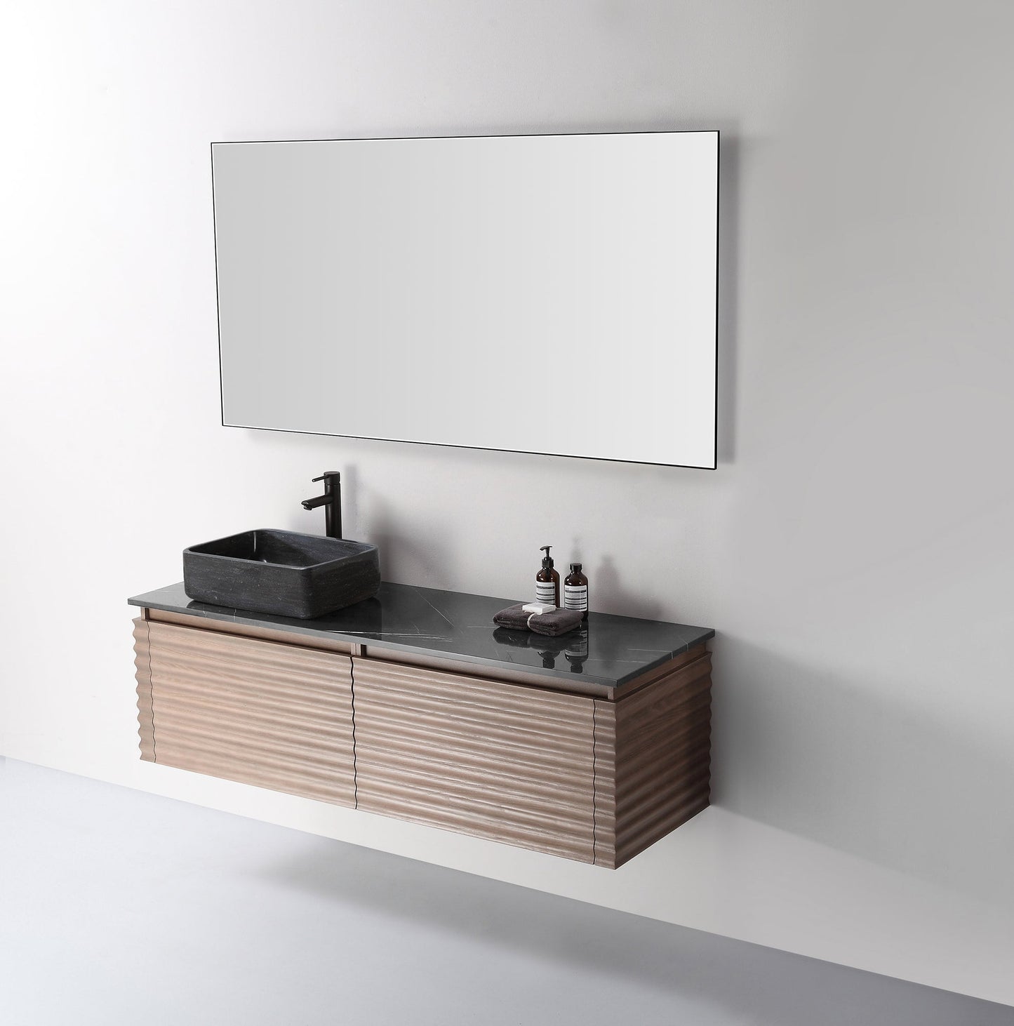 OCALA 60” CHESTNUT WALL MOUNT MODERN BATHROOM VANITY