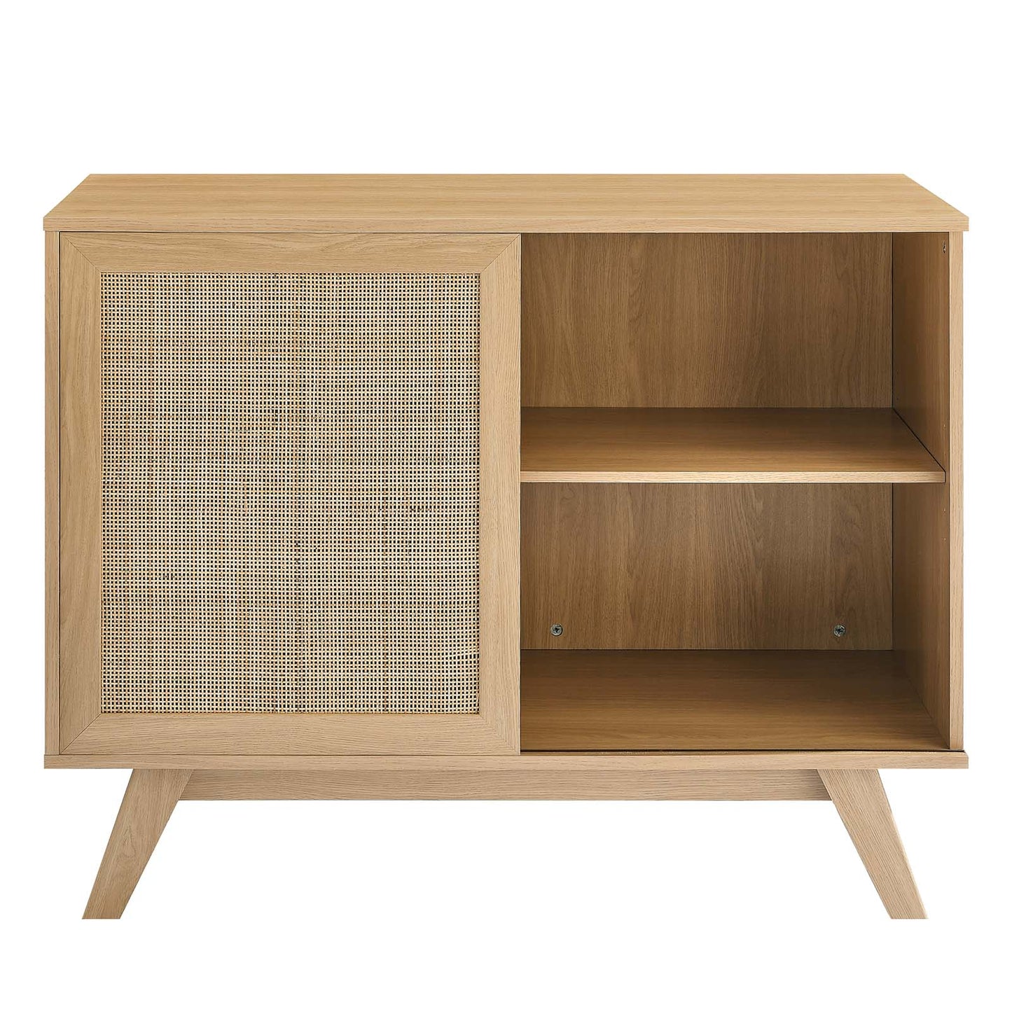 Modway Soma 40" Rattan Display Stand Accent Cabinet, Oak