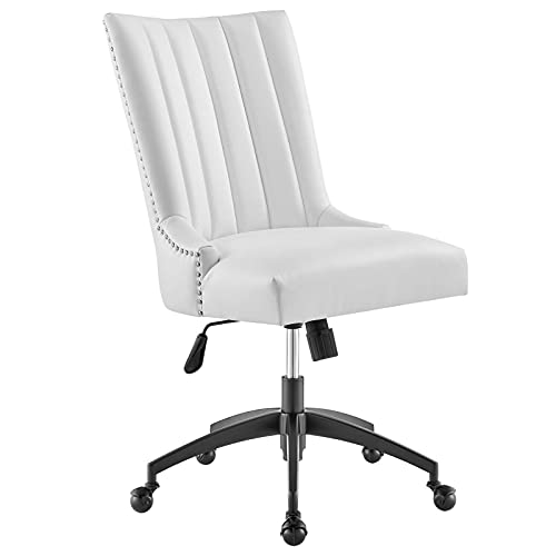Modway Empower Channel Tufted Vegan Leather Office Chair in Black White