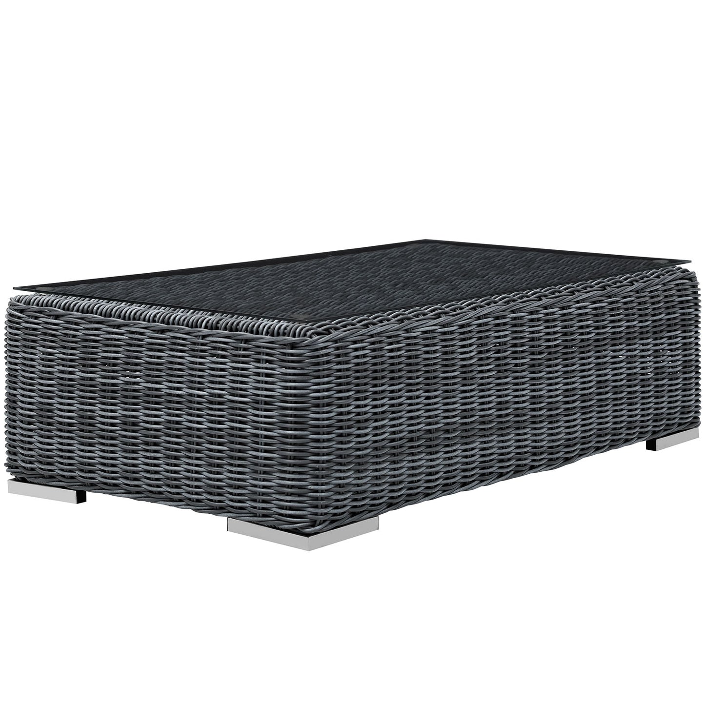 Modway Summon Wicker Rattan Outdoor Patio Coffee Table in Gray