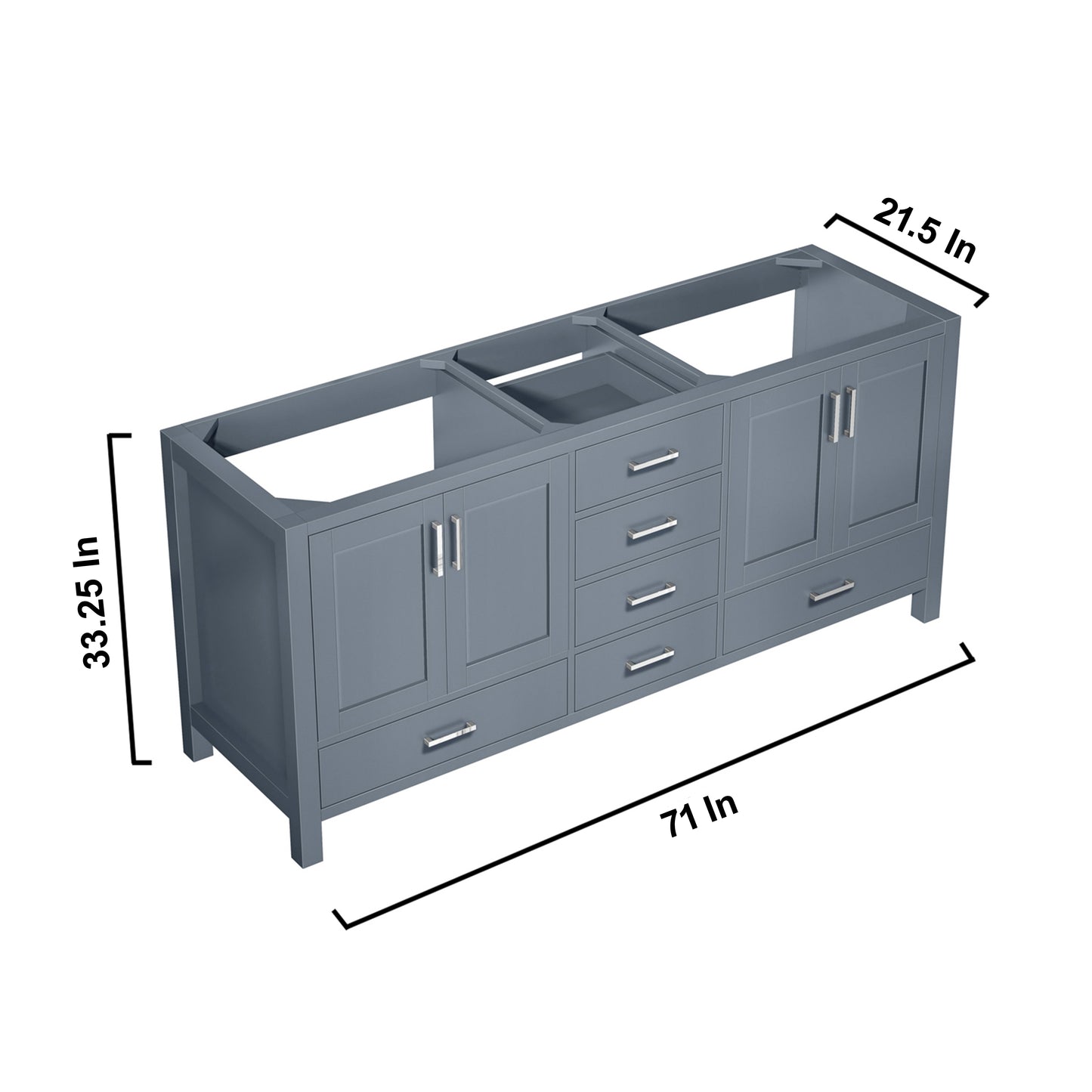 Jacques 72" Dark Grey Vanity Cabinet Only