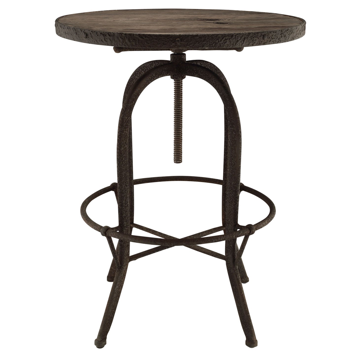 Modway Gather Industrial Modern Rustic Farmhouse Pine Wood and Cast Iron 3-pc Dining Set in Brown