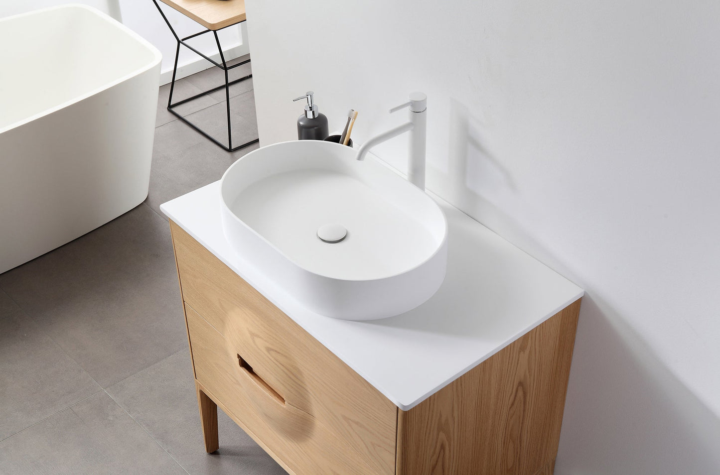 COLMAR 36” WHITEWASH OAK FREESTANDING MODERN BATHROOM VANITY