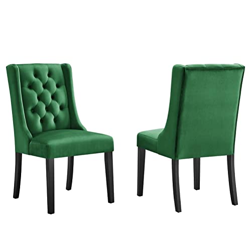 Modway Baronet Velvet Set of 2 Dining Chairs with Emerald Finish EEI-5013-EME