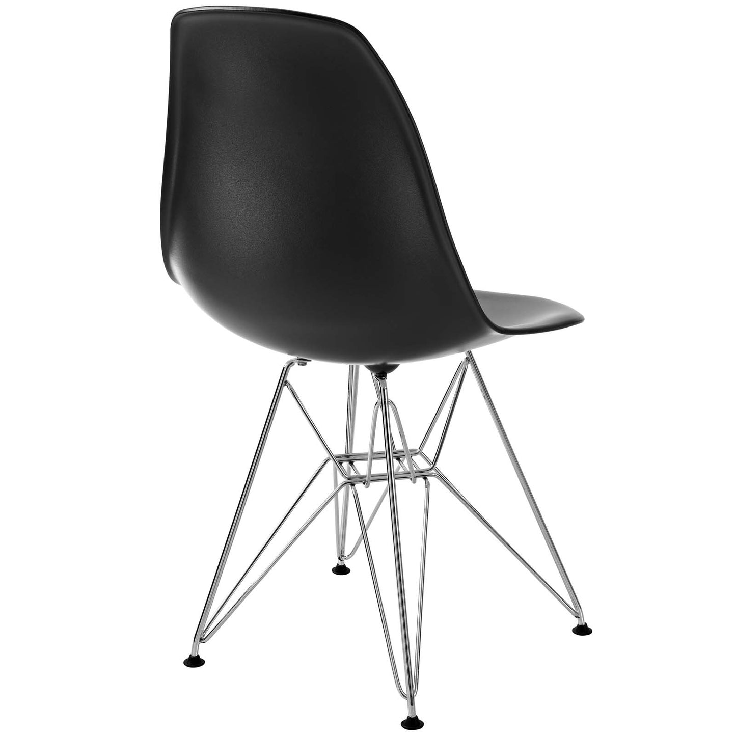 Modway Paris Mid-Century Modern Molded Plastic Dining Chair with Steel Metal Base in Black, One
