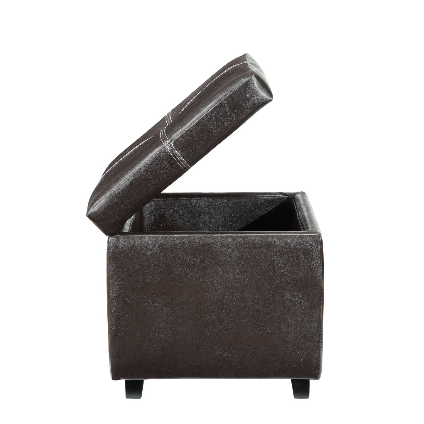Modway Treasure Tufted Faux Leather Square Storage Ottoman Cube In Espresso