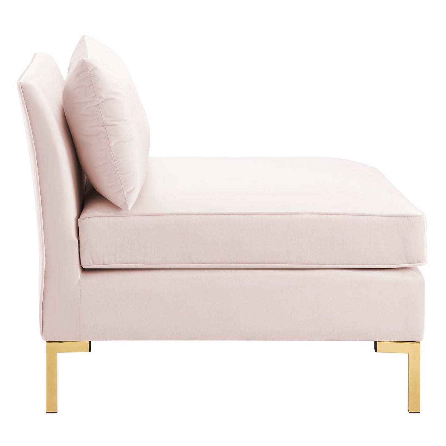 Modway Ardent Performance Velvet Upholstered Armless Sectional Chair in Pink