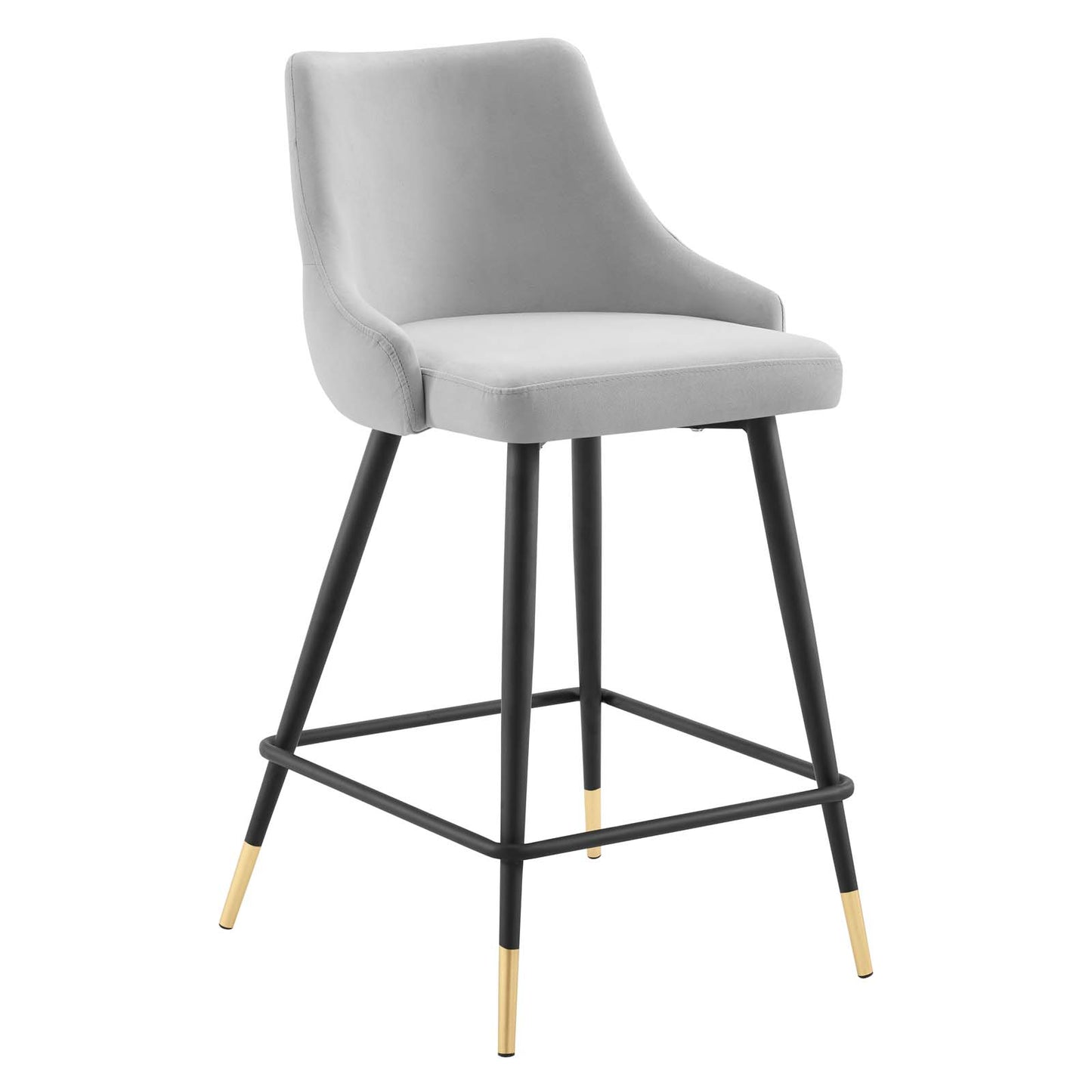 Modway Adorn Performance Velvet Counter Stool Set of 2, Light Gray