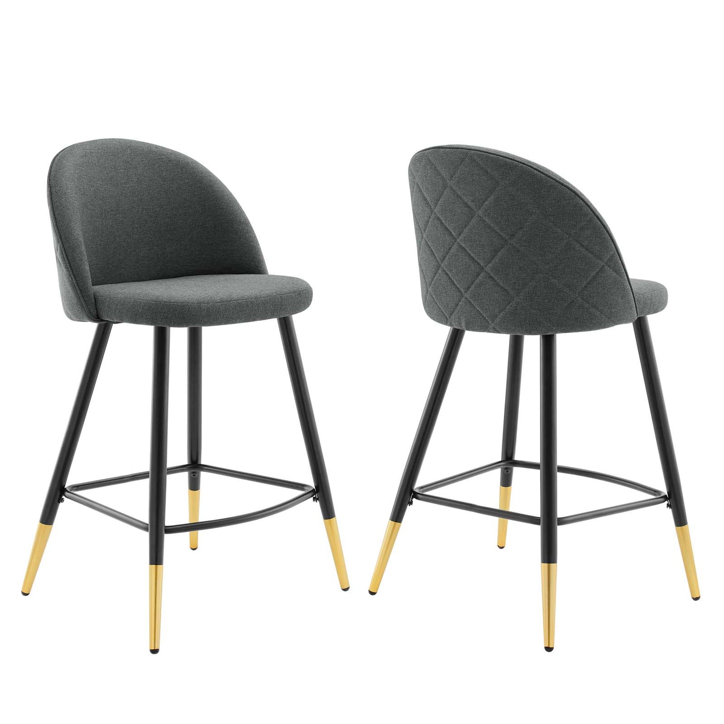 Modway Cordial Fabric Upholstered Dining Counter Stools in Gray - Set of 2