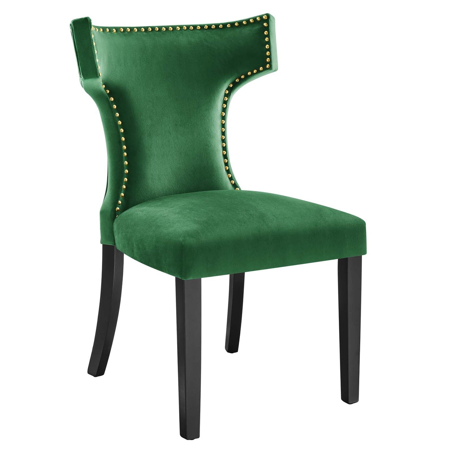 Modway Curve Velvet Set of 2 Dining Chairs with Emerald Finish EEI-5008-EME