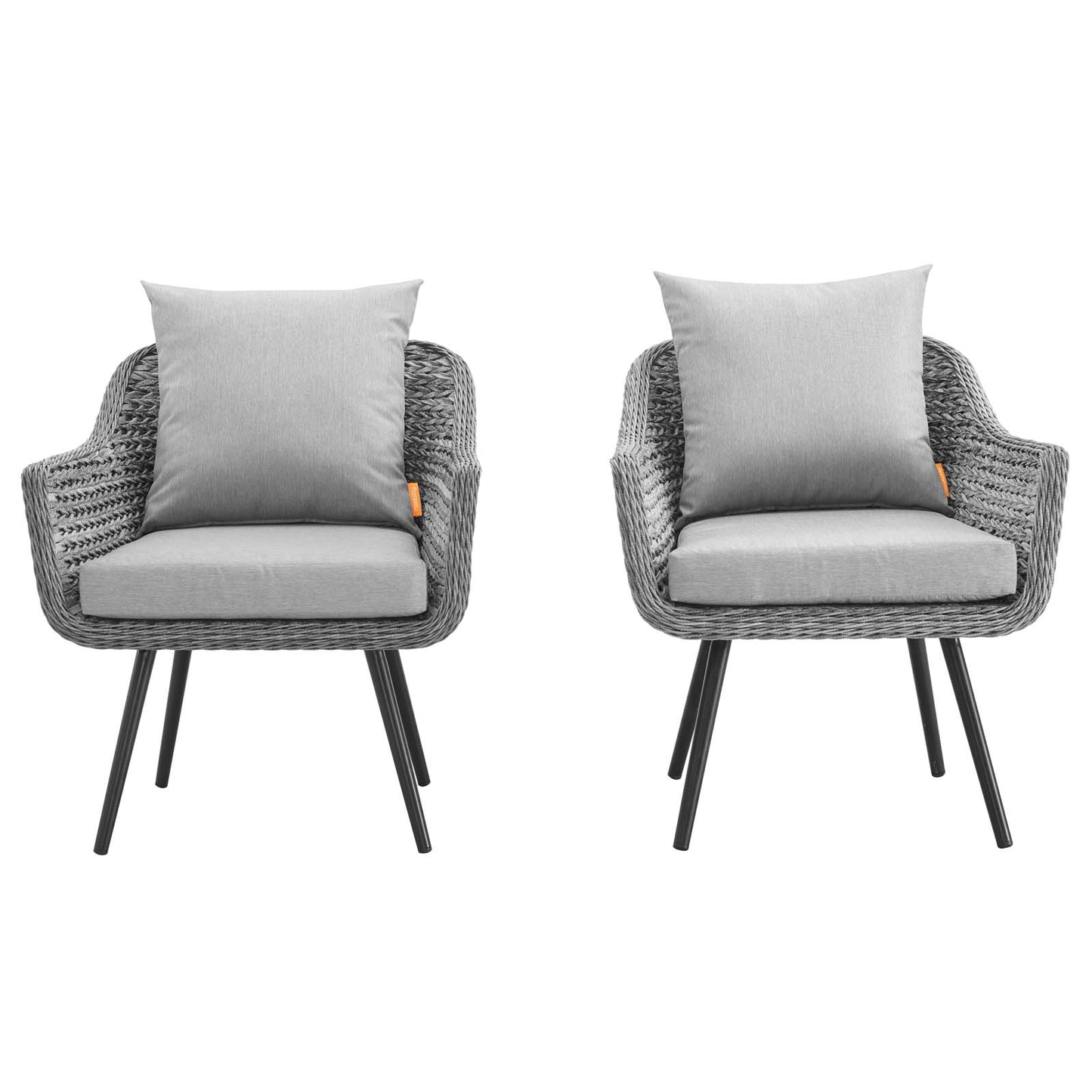 Modway EEI-3176-GRY-GRY-SET Endeavor Outdoor Patio Wicker Rattan Armchair, Set of 2, Gray Gray
